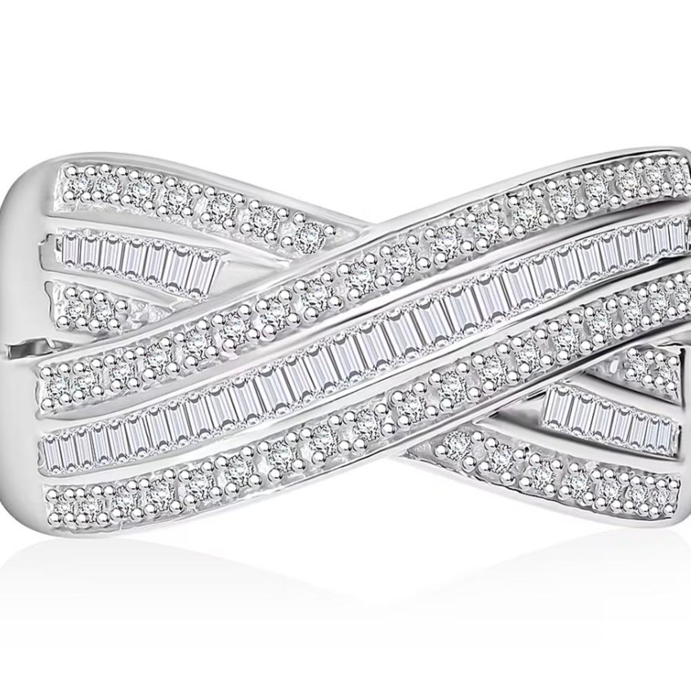White Diamond Bridge Over Ring in Platinum Over Sterling Silver 0.50 Carats